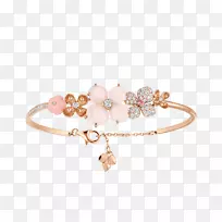 超美珠宝手镯粉红色耳环