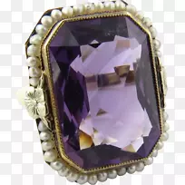 紫水晶珠宝戒指宝石金古董金