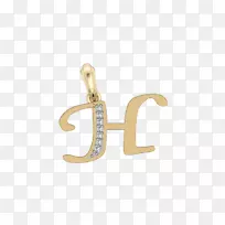 珠宝耳环魅力和吊坠黄金符号-字母表收藏