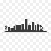 迈阿密天际线轮廓画-洛杉矶