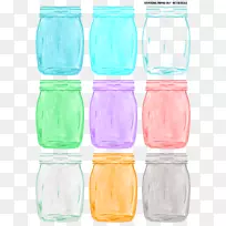 塑料瓶，玻璃杯，食品储存容器，梅森罐-梅森罐