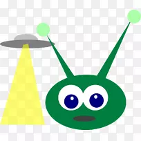 不明飞行物飞碟绿色外星剪贴画-UFO