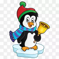 企鹅不会飞鸟圣诞老人剪贴画-企鹅