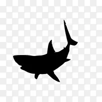 大白鲨剪影剪贴画-幼鲨