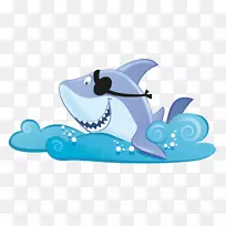 鲨鱼海盗行为标签海豚帆船-幼鲨