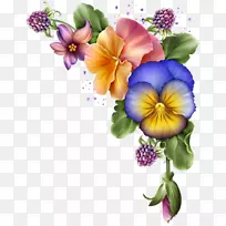 花卉剪贴画.紫色水彩画
