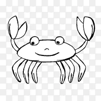 螃蟹卡通黑白剪贴画-水母