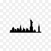 纽约市天际线摄影画.墙壁标记