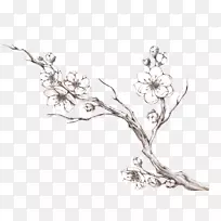 画珠宝树枝线艺术-樱花树