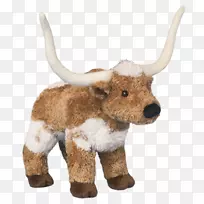 德克萨斯长牛士足球牛奶t骨牛排填充动物和可爱的玩具-龙角