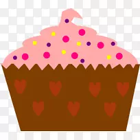 洒纸杯蛋糕，结霜和结冰，洒纸杯蛋糕，红色天鹅绒蛋糕-粉红色蛋糕