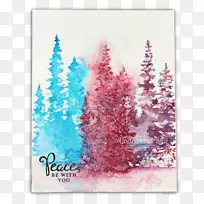 云杉，冷杉，圣诞树，圣诞装饰-水彩画