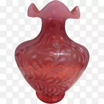 花瓶Fenton艺术玻璃公司陶瓷蔓越莓玻璃花瓶