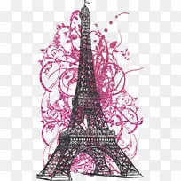 视觉艺术画埃菲尔铁塔-粉红色闪光