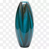 孔雀花瓶蓝绿色陶瓷长笛