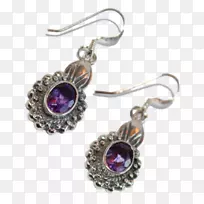 耳环珠宝宝石银紫水晶-紫水晶