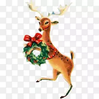 驯鹿圣诞饰品圣诞装饰鹿角-蓝色花环