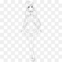 画线艺术时尚插画素描-女仆
