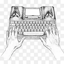 Sholes和Glidden打字机线艺术概念艺术绘图.打字机