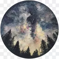 艺术水彩画素描-夜空