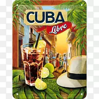 朗姆酒和可乐鸡尾酒古巴料理-古巴