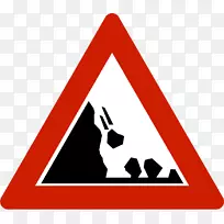 警告标志山泥倾泻交通标志危险-道路