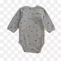 婴儿及幼童一件袖子套装灰色花纹棉