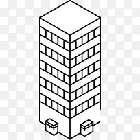 黑白素描建筑剪贴画-摩天大楼