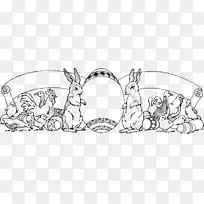 复活节兔子线画夹艺术-复活节横幅