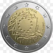 拉脱维亚2欧元硬币2欧元纪念币欧元硬币-欧元