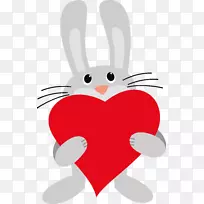复活节兔子心脏夹艺术-兔子