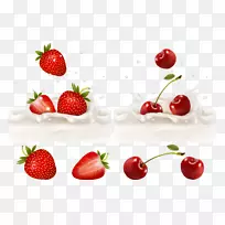 牛奶水果溅草莓奶