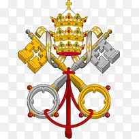 罗马教廷和梵蒂冈城使徒宫、教皇教宗王冠和徽章的盾牌-教皇方济各
