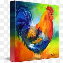 艺术油画公鸡意象公鸡