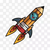 宇宙飞船绘制卡通-火箭
