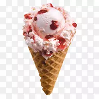 冰淇淋锥奶昔草莓冰淇淋