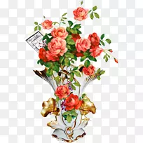 切花花卉设计玫瑰剪贴画.水彩画