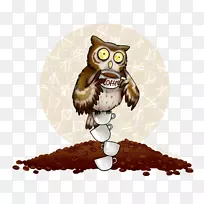 猫头鹰鸟咖啡桌面隐喻桌面壁纸-冷咖啡