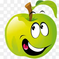 水果食品笑脸夹艺术-绿色苹果