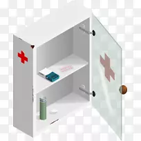 浴室橱柜，药房，药品档案柜，剪贴画.白色盒子