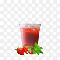 草莓汁冰茶鸡尾酒装饰