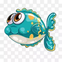 河豚深海生物剪贴画-海底