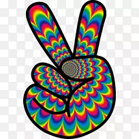 20世纪60年代嬉皮士花力剪贴画-和平标志