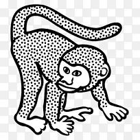 线条艺术画猴子剪贴画