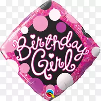 Mylar气球生日蛋糕派对-粉红气球