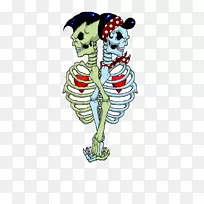 可摇摆不定的卡通纹身-骨架