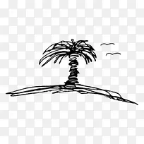 黑白摄影剪贴画-海岛