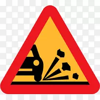交通标志松散碎石路警告标志交通标志