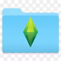 绿色绿松石长方形三角形文件夹