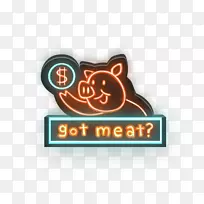 家猪霓虹灯标志肉-肉